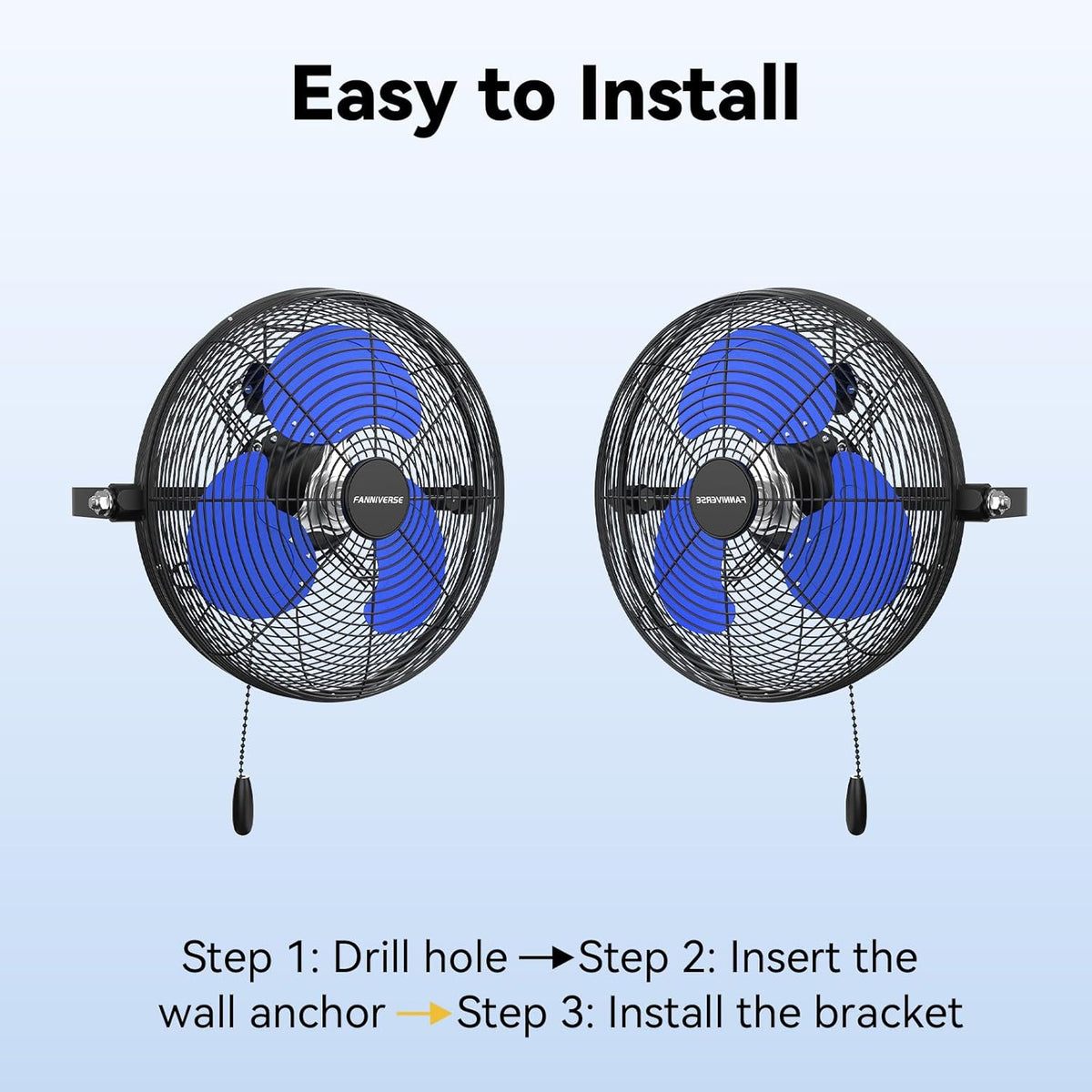 12 Inch Wall Fan Pro Series - Indoor High Velocity Wall Mount Fan for Commercial, Residential