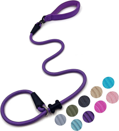 Slip Lead Dog Leash，Strong Nylon Rope Leash and Padded Handle,No Pull Outdoor Walking Training Lead