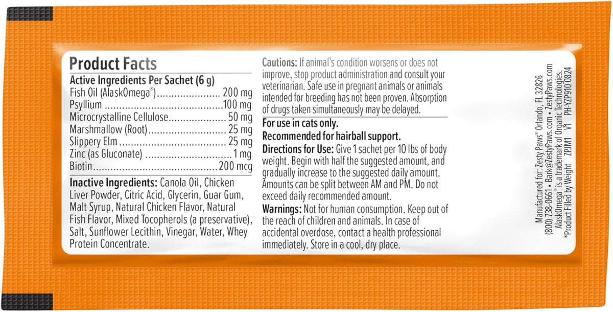Zesty Paws Hairball Cat Mousse - Hairball Treats for Cats Digestive Support - Lickable Cat Vitamin