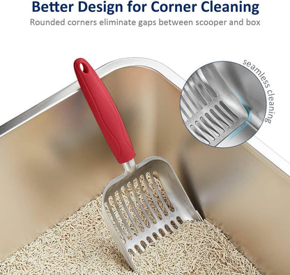 WePet Cat Litter Scoop, Aluminum Alloy Sifter, Kitty Metal Scooper, Deep Shovel, Long Handle, Poop