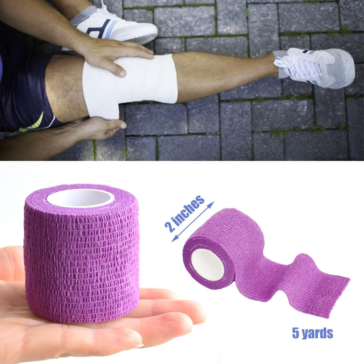 9 Pack 2" x 5 Yards Self Adhesive Bandage Wrap Self Stick Wrap for Ankle, Wrist, Finger, Sports
