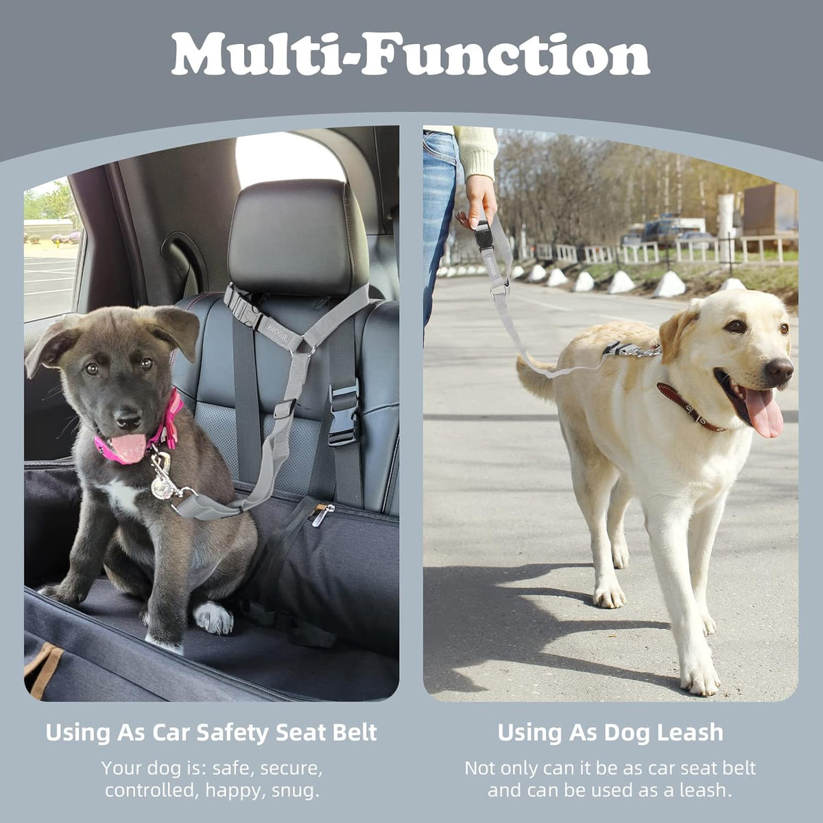 BWOGUE Pet Dog Cat Seat Belts, Car Headrest Restraint Adjustable Safety Leads Vehicle Seatbelt