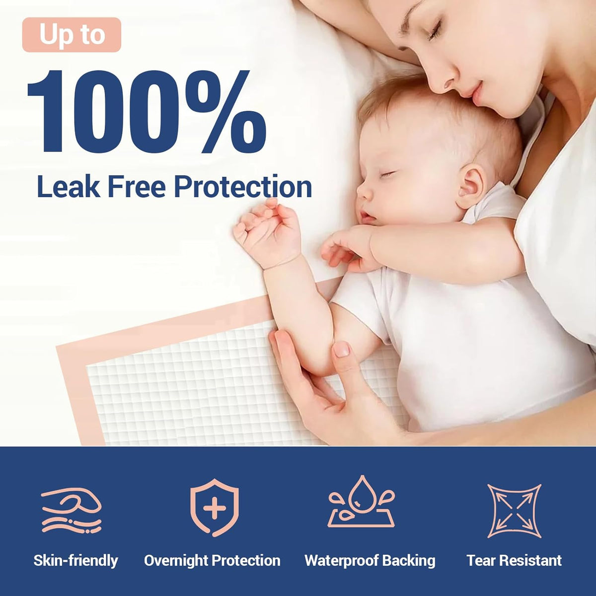 MKISS Extra Large Bed Pads 40" x 36"(100 Count), Disposable Super Absorbent Heavy Duty Incontinence