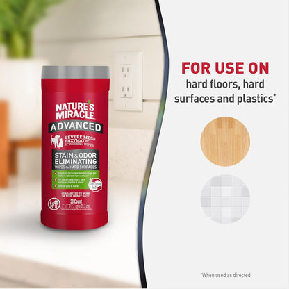Nature’s Miracle Advanced Stain And Odor Eliminating Wipes for Hard Surfaces, 30 Count, Enzymatic
