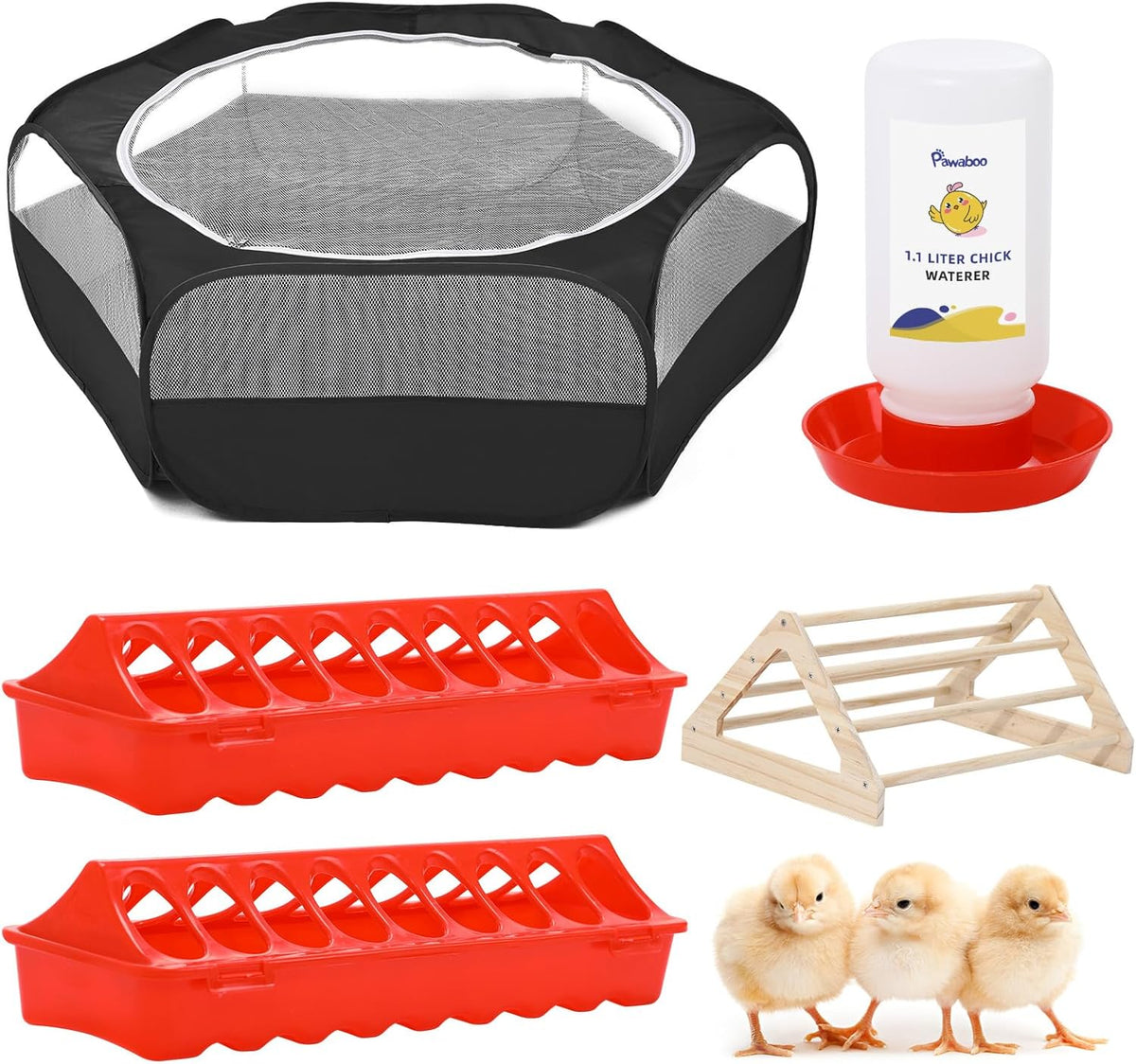 Pawaboo 5-in-1 Chicken Brooder Box for Chick Starter Kit, Includes Pet Cage Tent, Chicks Perch