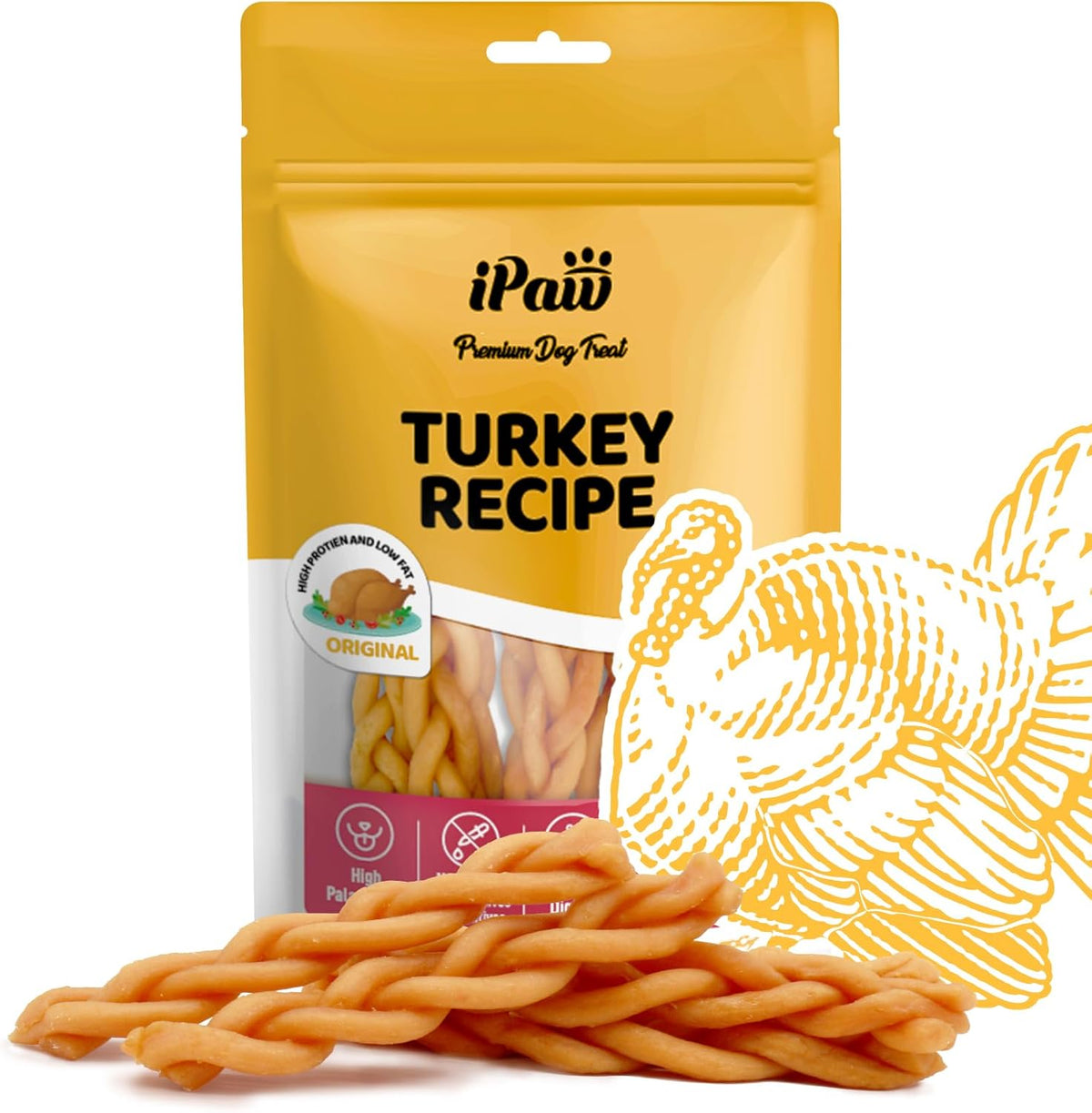 iPaw Turkey Dog Treats, All Natural Human Grade Dog Treat, Suitable for Training chew, US Sourced