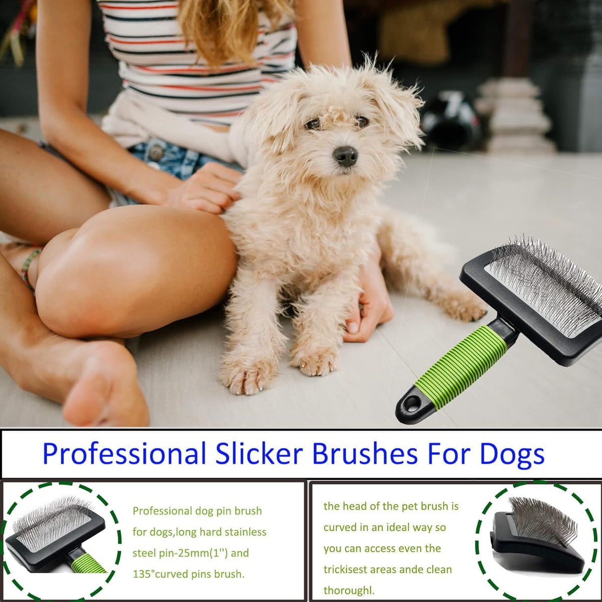 Slicker brush for dogs doodle grooming poodle with long soft pin slicker brush perfect for thick