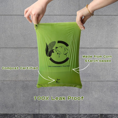 Certified Compostable Dog Poop Bags, 120 Count Landfill Friendly and Leakproof Waste Bags, Easy