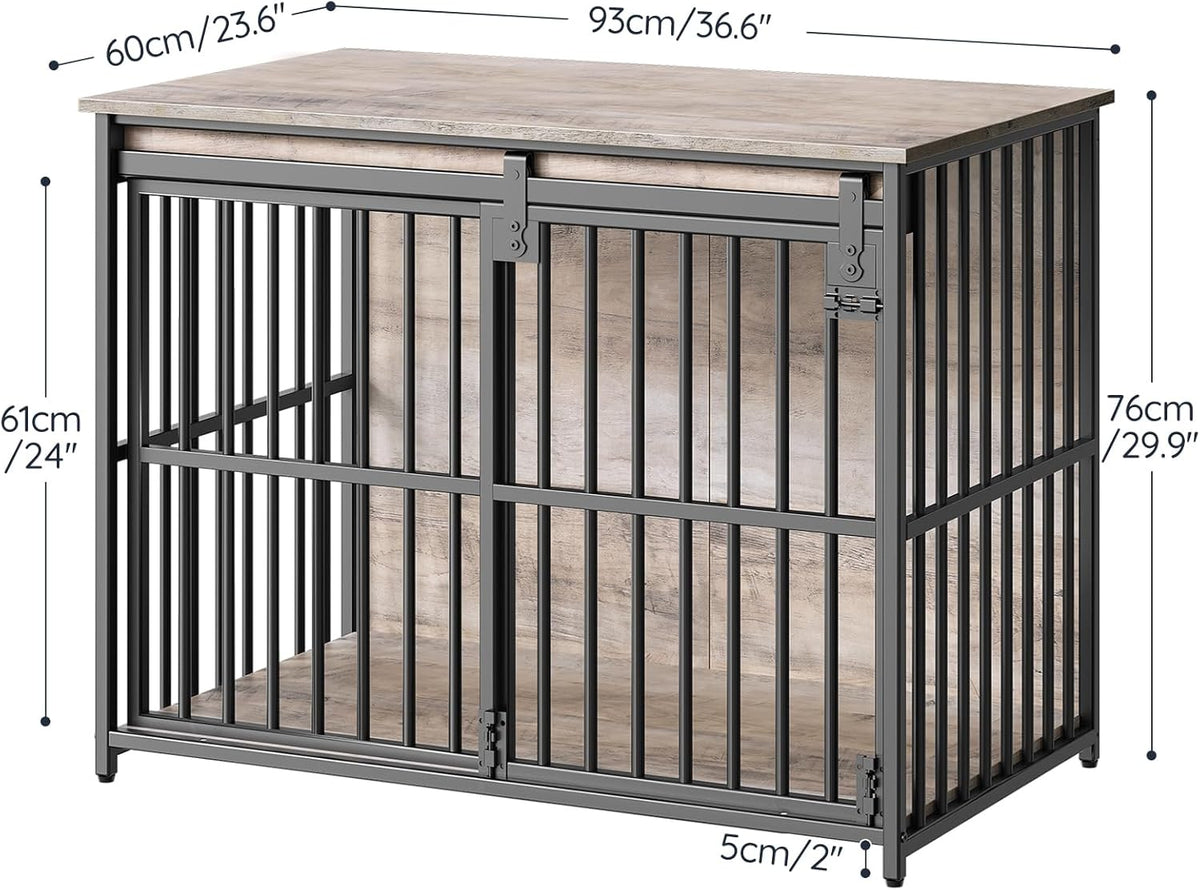 HOOBRO Dog Crate Furniture, 36.6" Heavy Duty Dog Kennel with Sliding Barn Door, Wooden Dog Cage