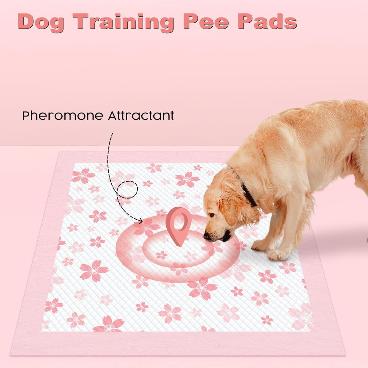MIZOK 36x36 Puppy Pads Pink, Dog Pee Pads Leak-Proof with Quick-Dry Surface, Dog Pads Extra Large