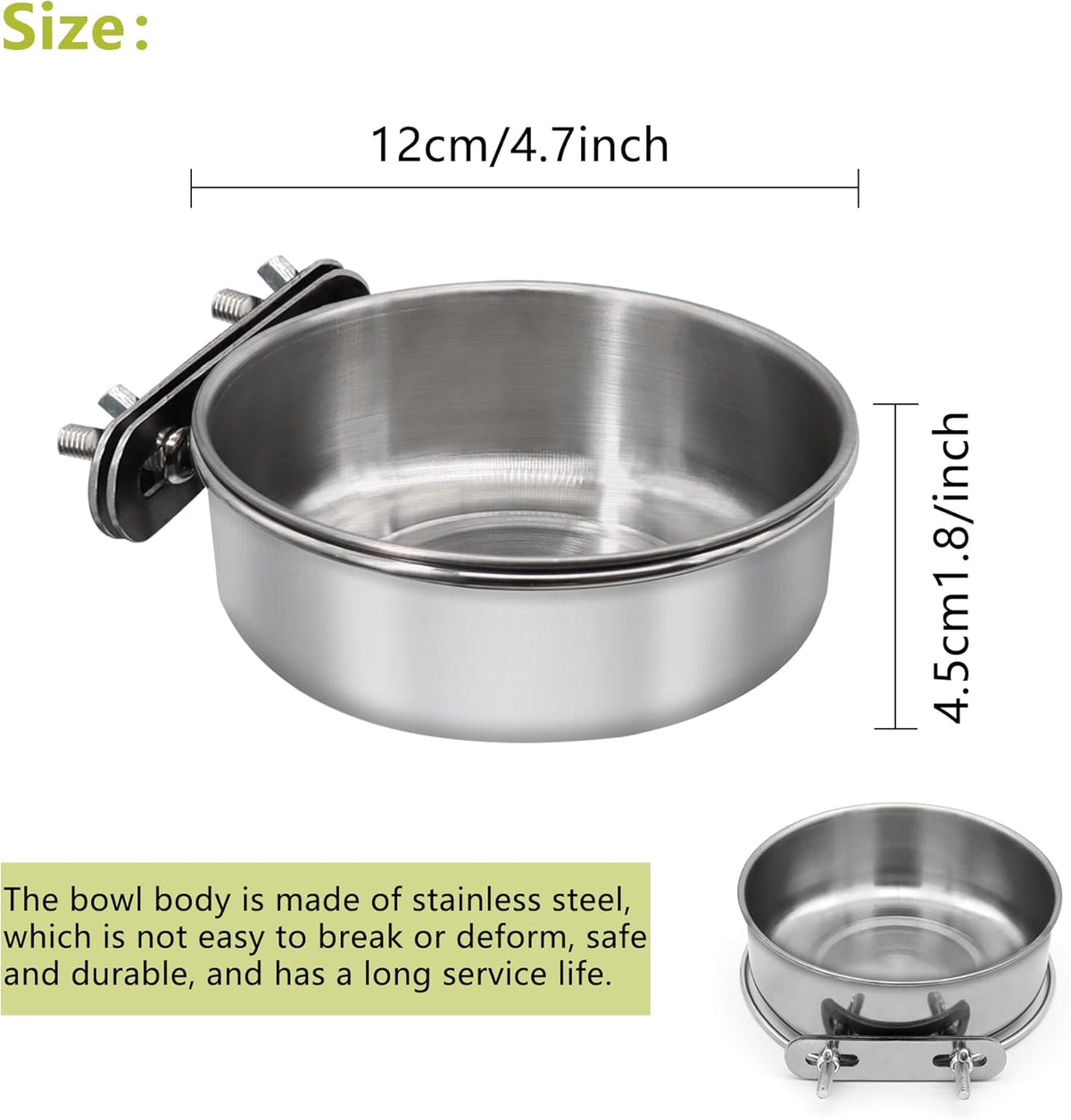 4 Pcs Medium Bird Feeding Dish Cups,Parrot Food Bowl Cage with Clamp Holder Stainless