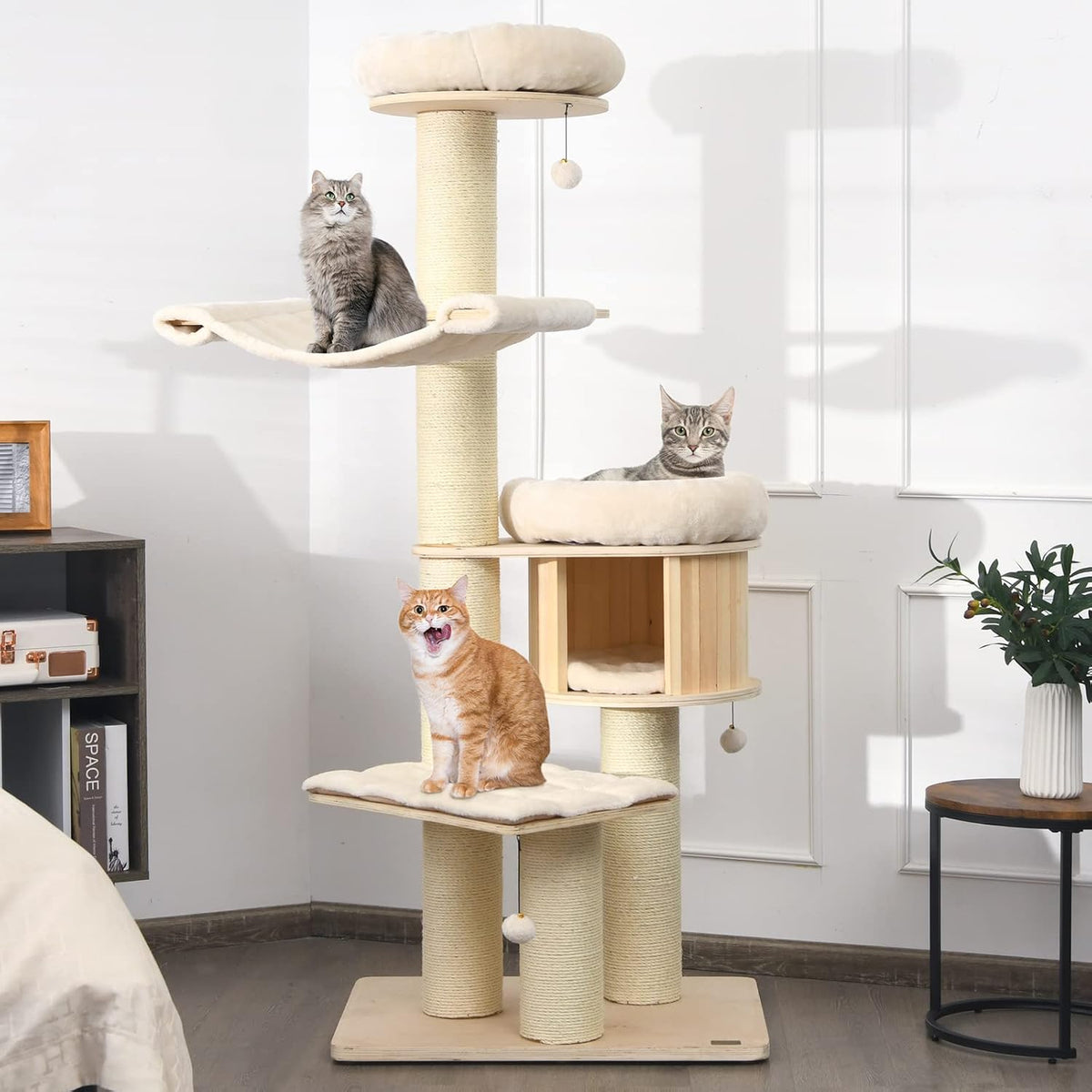 PETSITE 68.5" Tall Cat Tree, Multi-Level Modern Cat Tower with Sisal Scratching Posts, Top Perch