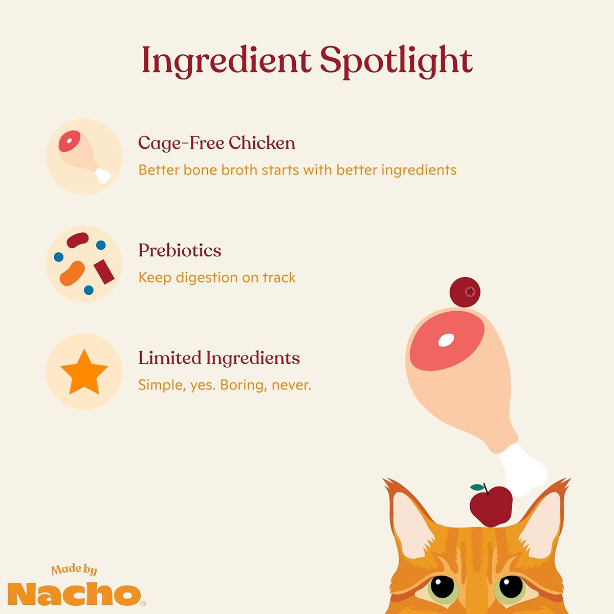 Made by Nacho Bone Broth Cat Food Topper for Hydration and Picky Eaters - Add Protein and Flavor to