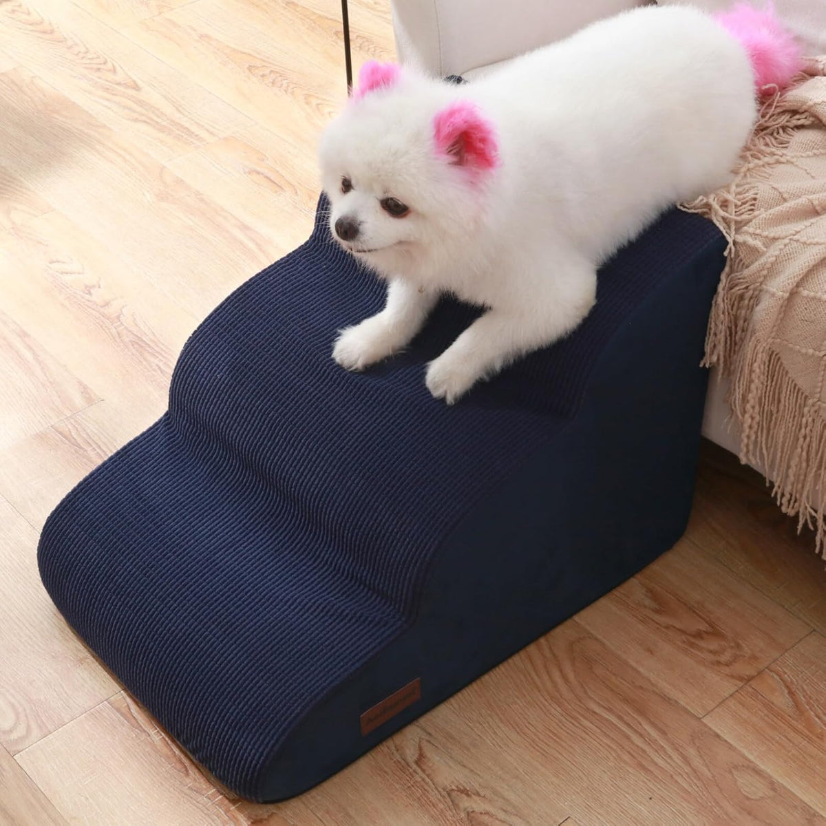Dog Stairs and Steps for Beds Or Couches, 3-Step Pet Stairs & Steps for Small Dogs and Cats, Soft