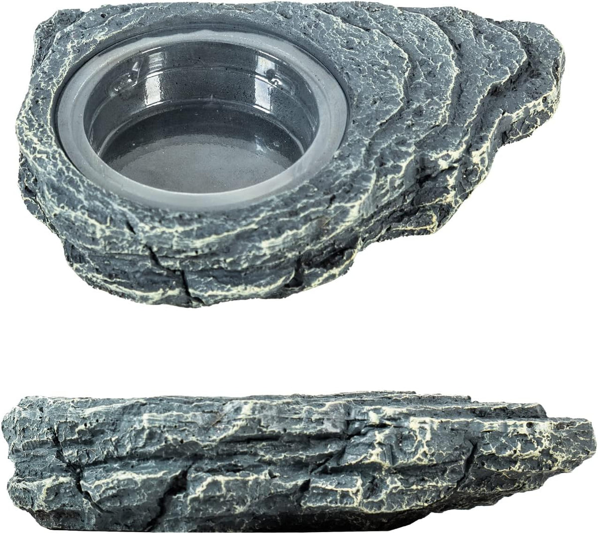REPTIZOO Reptile Magnetic Feeder Ledge, Single Bowl Reptile Food Dish with 3PCS Feeding Cups Food