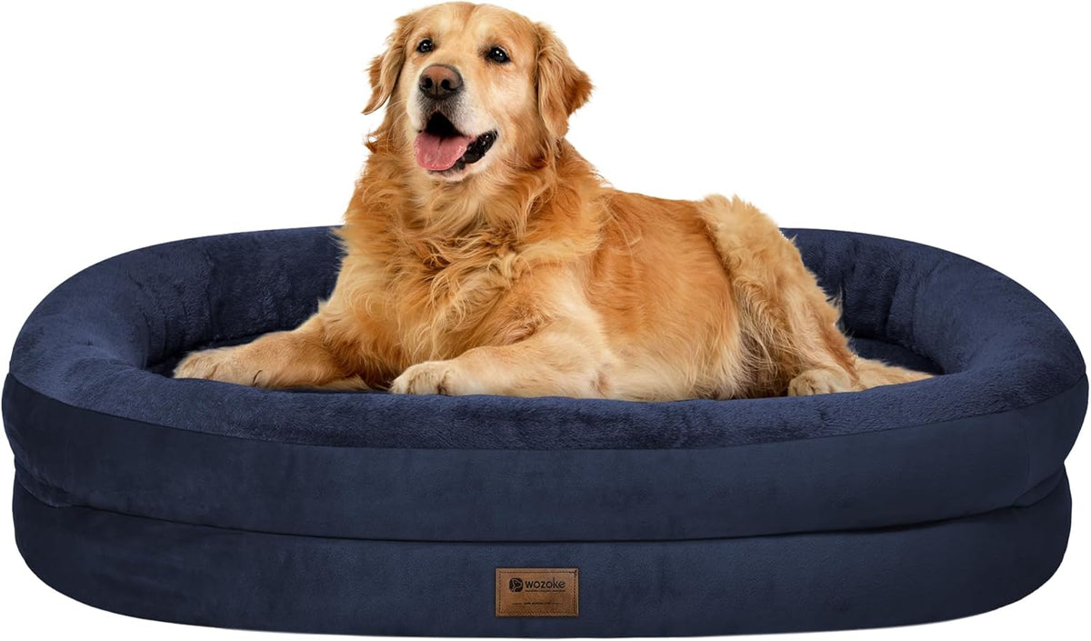 Orthopedic Waterproof Large Dog Bed: Memory Foam Washable Dog Bed with Bolsters - XL Removable