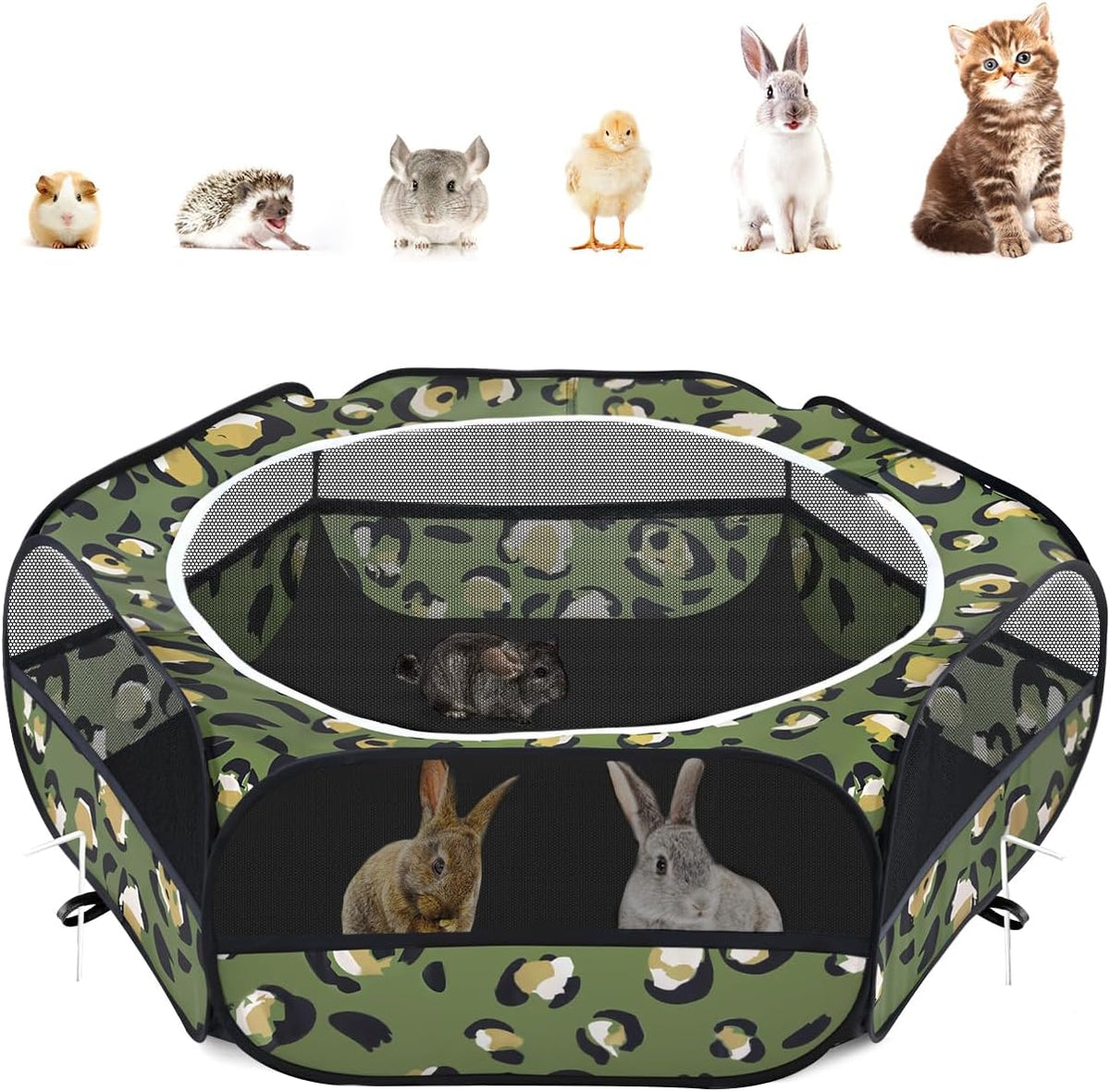 Pawaboo Small Animals Playpen, Waterproof Small Pet Cage Tent with Zippered Cover, Portable Outdoor