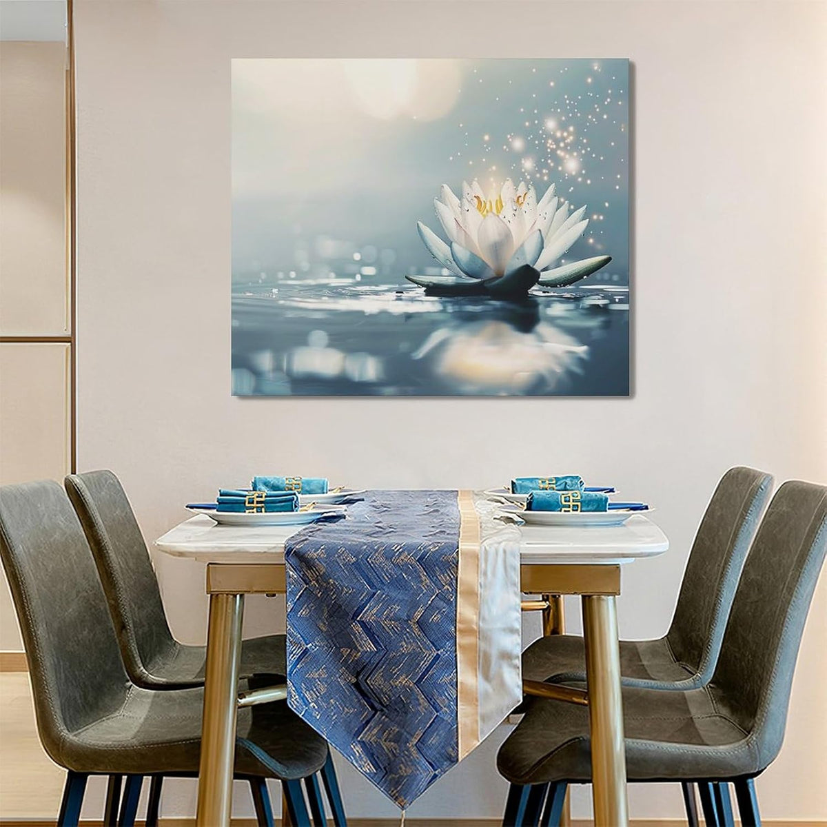 Bathroom Lotus Wall Art Floral Pictures Zen Meditation Wall Decor Yoga Spa Spiritual Canvas Print