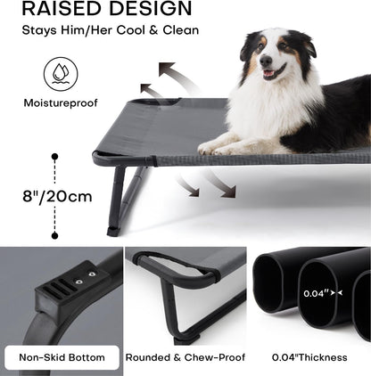 Made4Pets Outdoor Elevated Dog Bed for Large Dogs - Cooling Raised Pet Cot with Skid-Resistant