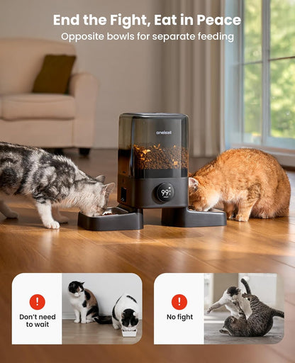 oneisall Wireless WiFi Automatic Cat Feeders 2 Cat, Rechargeable 100-Day Battery Operated Timed