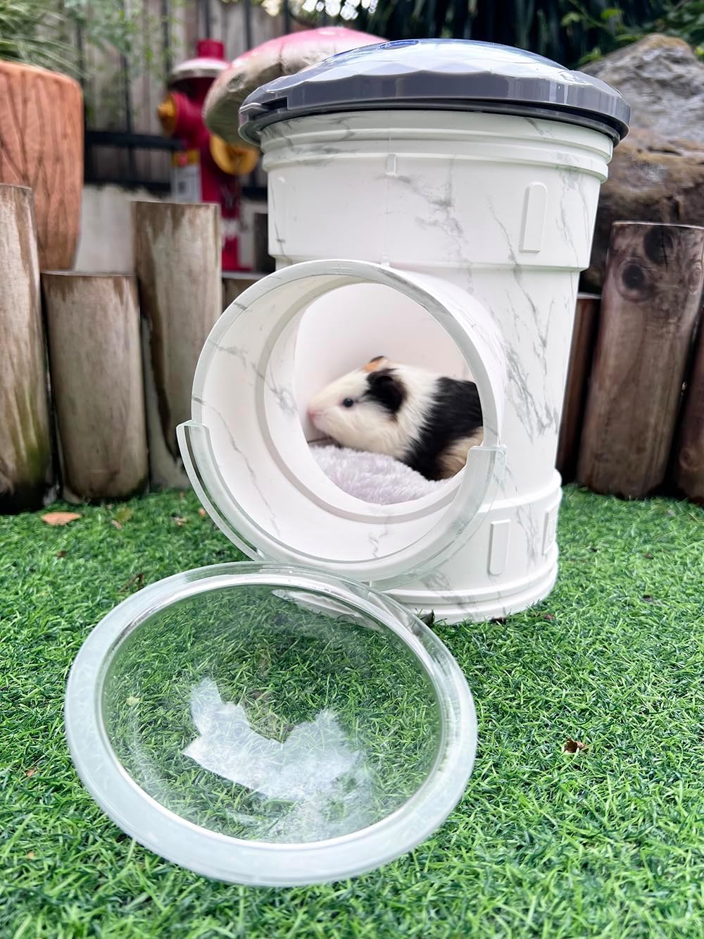 Hamster Carrier Cage, Marble Print Anti-bite and Chewproof Design, Table Chinchillas Cage for Small