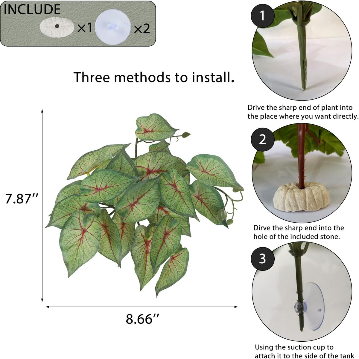 IBWell Fake Reptile Plants for Reptile Terrarium Plants, Reptile Plant Décor, Turtle Tank Plants