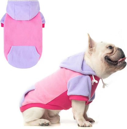 BEAUTYZOO Fleece Dog Hoodie Sweatershirt with Pocket and Leash Hole, Stretchy Small Medium Large