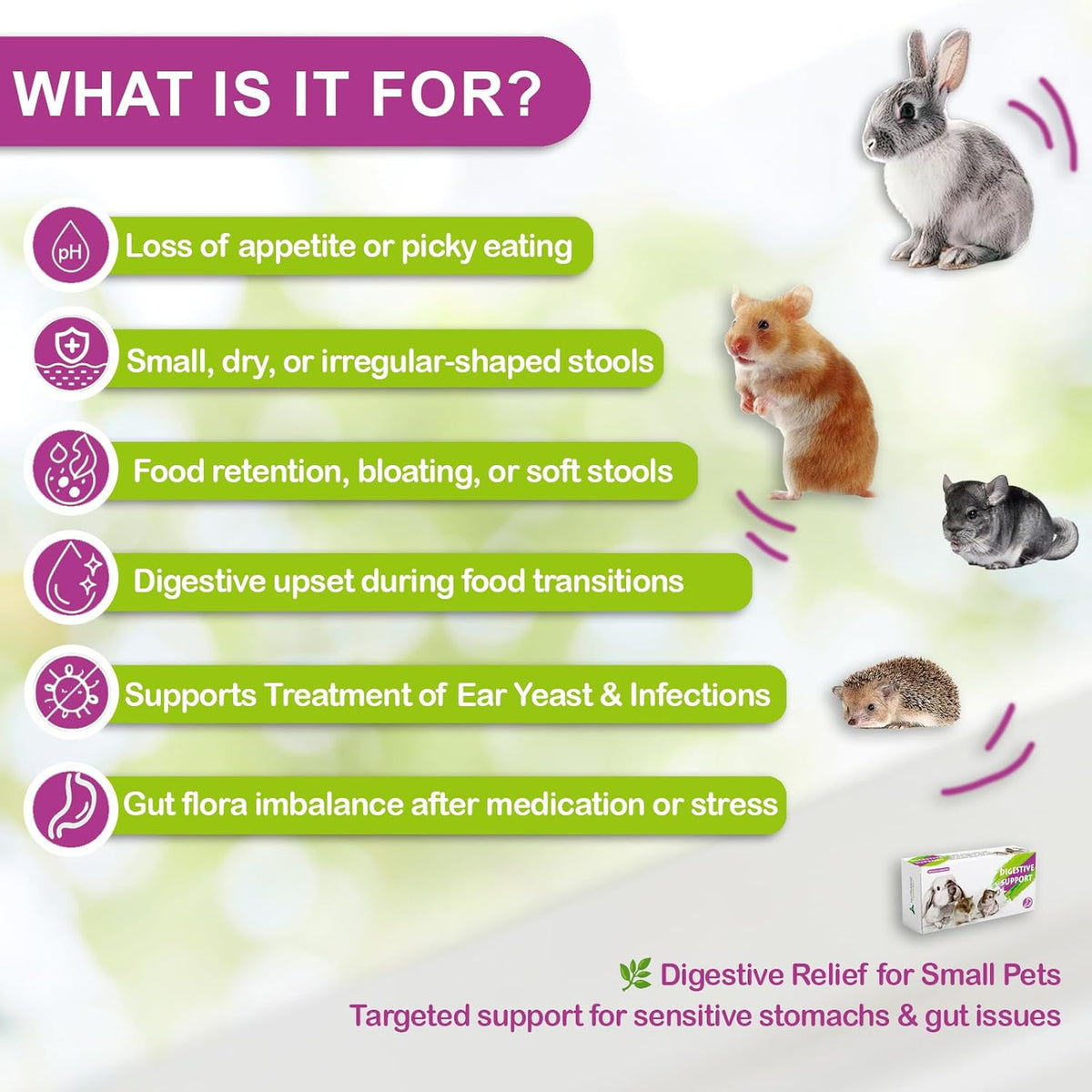 Digestive Support for Rabbits - High Fiber Probiotics, GI Stasis Prevention, Promote Gut Motility