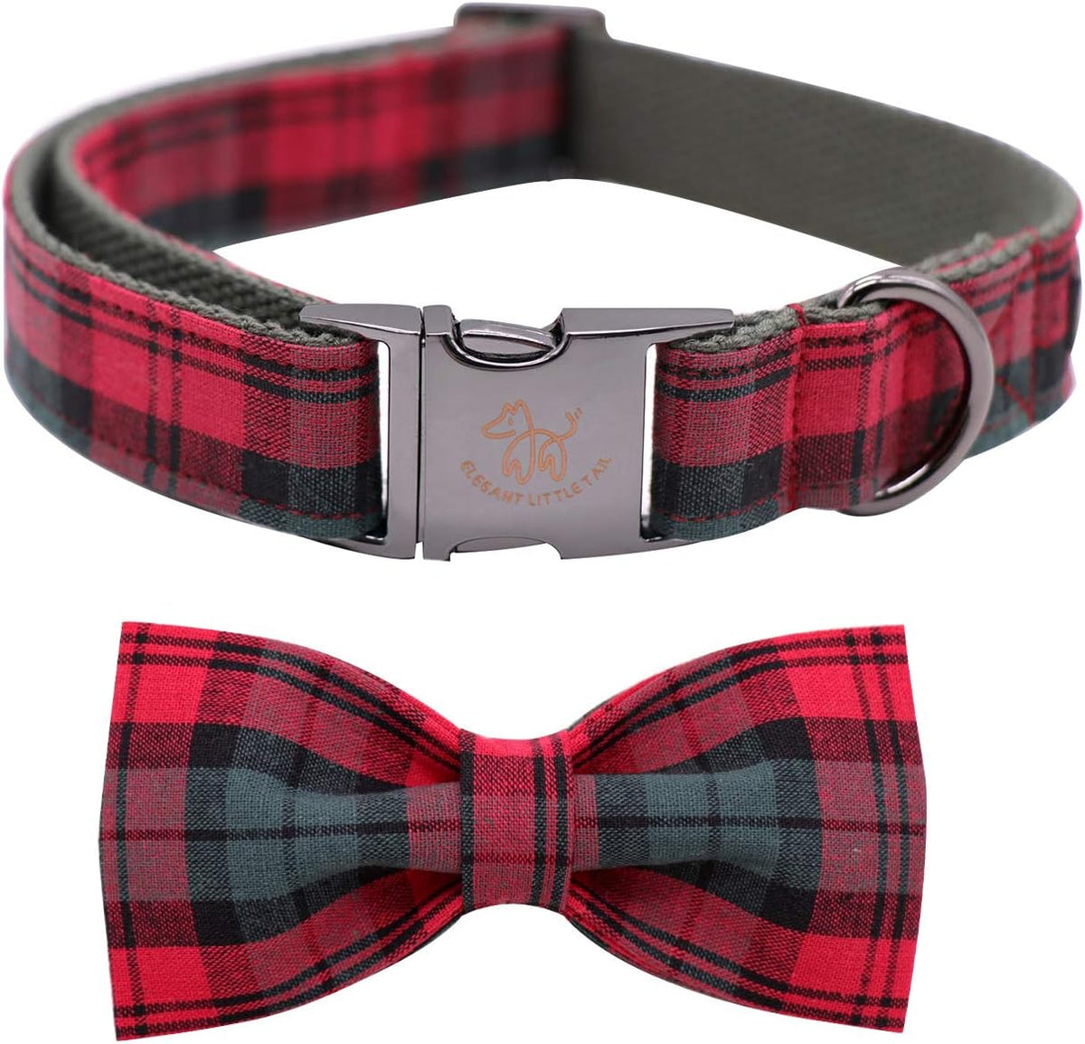 Elegant little tail Dog Collar with Bow, Cotton & Webbing, Bowtie Dog Collar, Adjustable Dog