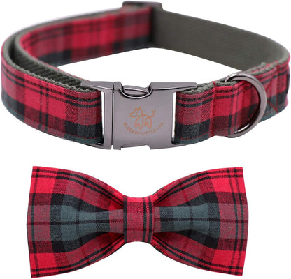 Elegant little tail Dog Collar with Bow, Cotton & Webbing, Bowtie Dog Collar, Adjustable Dog
