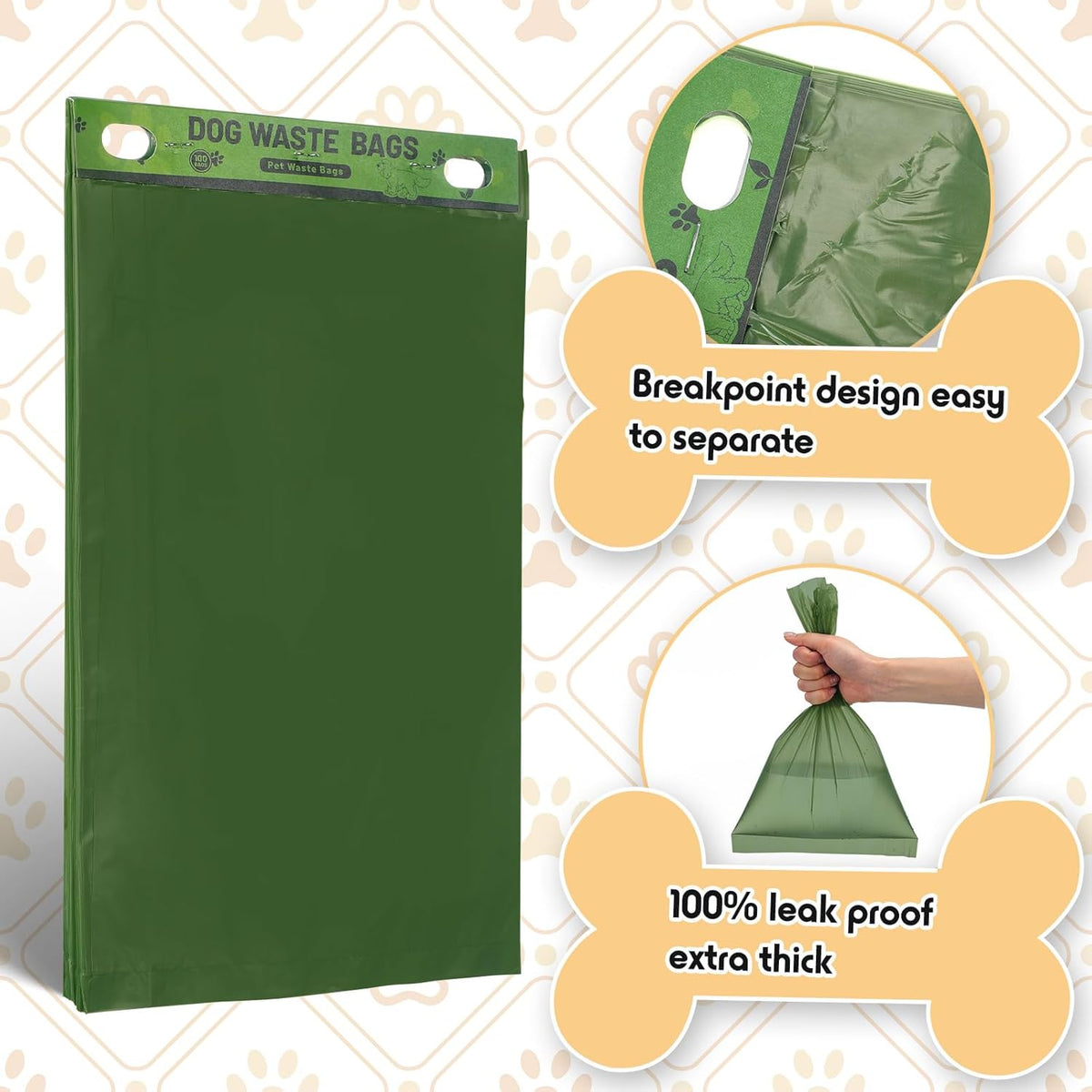 Ireer 5000 Pcs 50 Counts 5000 Pcs Header Bag Bulk Dog Pet Waste Bags Poop Easy Single Pull for Poop