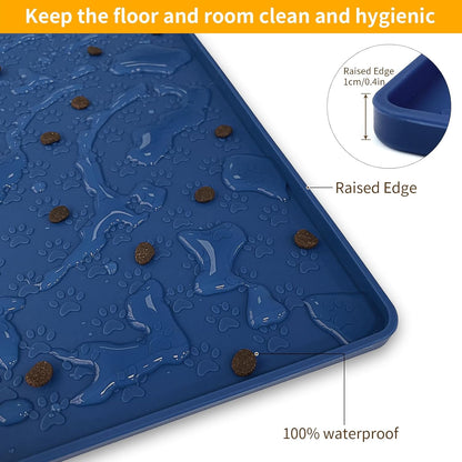 Ptlom Silicone Pet Placemat for Dog and Cat, Waterproof Non-Slip Pet Feeding Bowl Mats for Food and