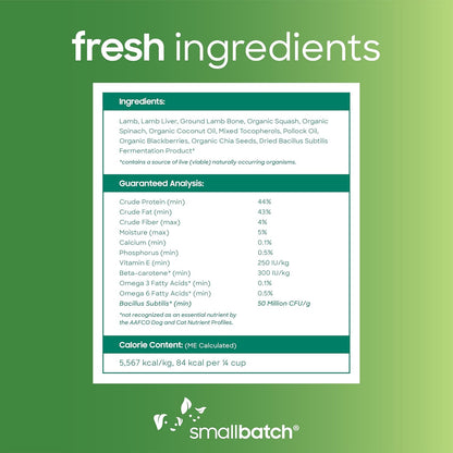 smallbatch Freeze Dried Dog Treats, Superfood Food Topper Lamb Bites for Dogs & Cats, Probiotics