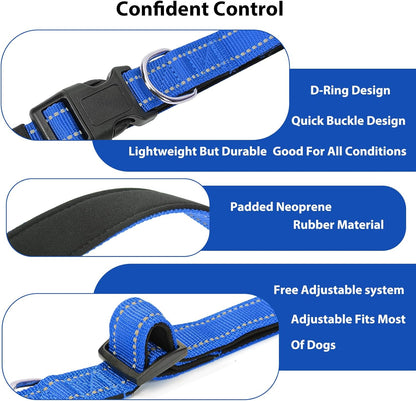 Reflective Dog Collar Padded with Soft Neoprene Breathable Quick Release Basic Dog Collars for
