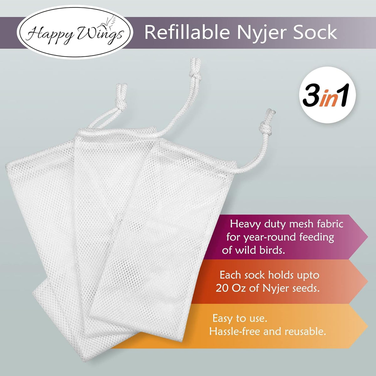 Nyjer/Thistle Seeds with Empty Sock for Wild Bird Food - 5 Pounds I No Grow Seed