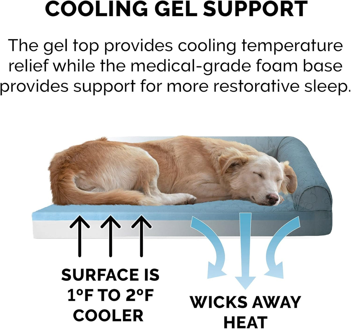 Furhaven Cooling Gel Dog Bed for Large Dogs w/ Removable Bolsters & Washable Cover, For Dogs Up to