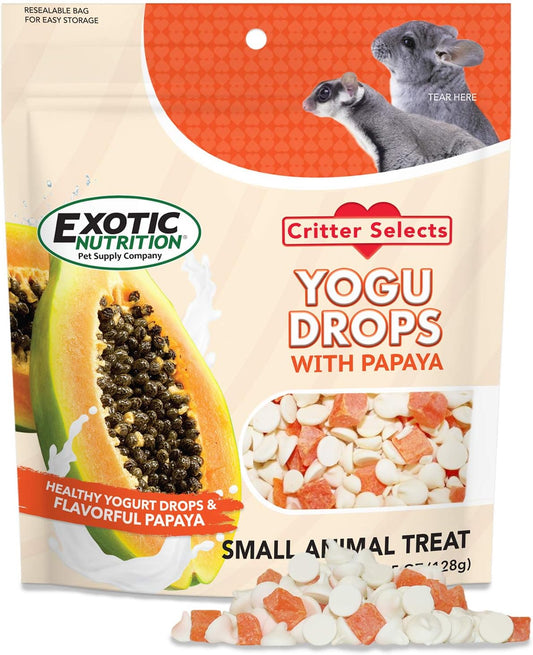 Yogu Drops With Papaya (4.5 oz.) - Healthy Natural Fruit & Yogurt Treat - For Sugar Gliders, Rats