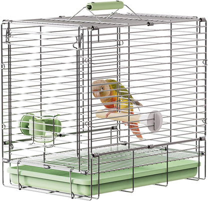Bird Carrier Travel Cage - 304 Stainless Steel Portable Folding Bird Travel Cage with Parrot Feeder