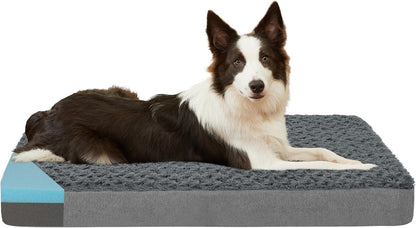 Orthopedic Memory Foam Bed for Large Dogs, Waterproof Cooling Pet Mats for Crate with Removable