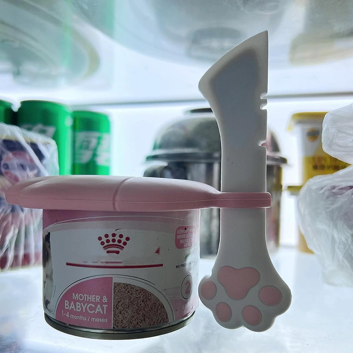 3 Pcs Cat Food Can Lids & One Can Opener | Cute Paw Shape Can Covers and Opener Spatula Cat Spoons