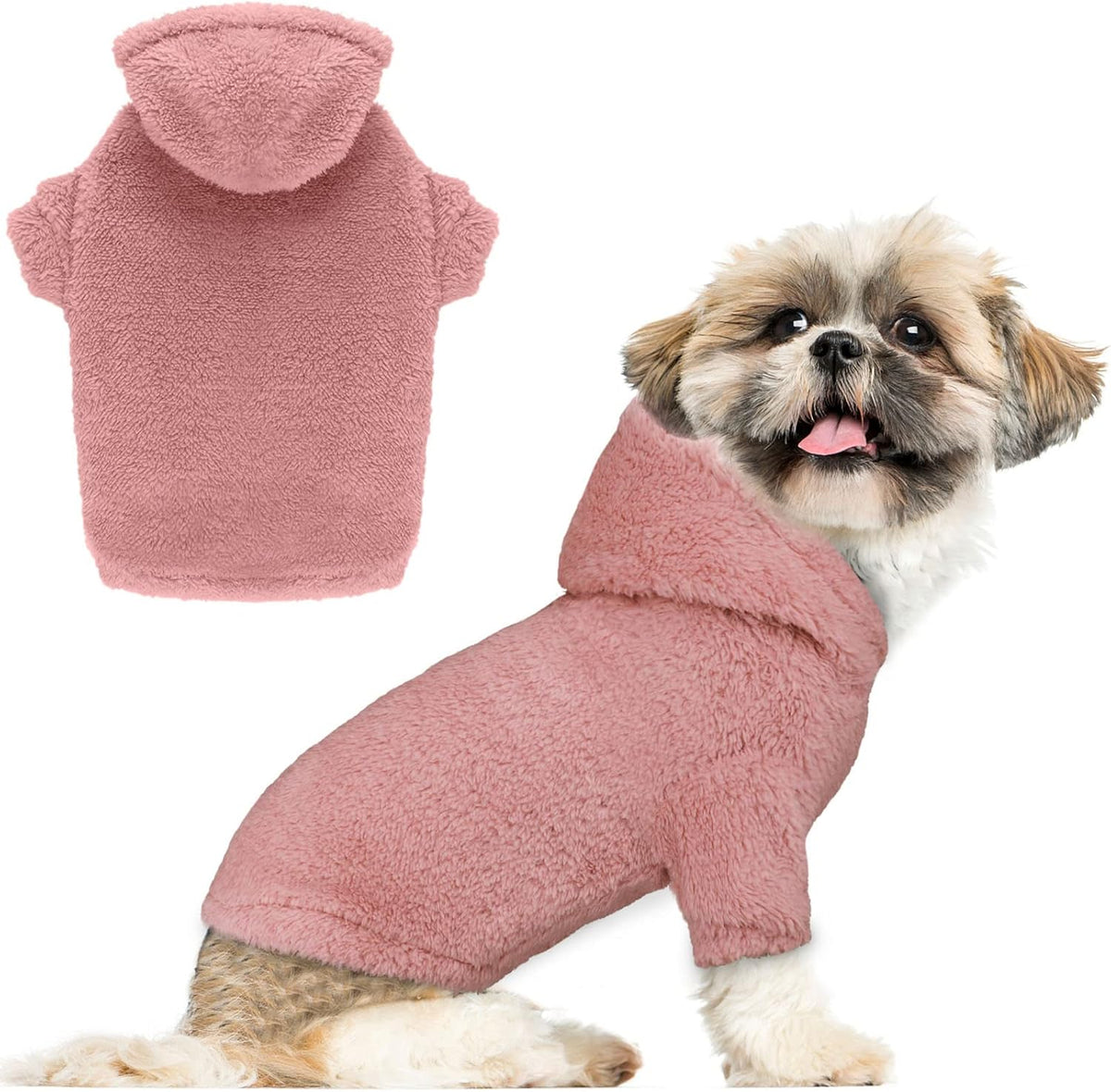 Fuzzy Dog Sweaters for Small Dogs Dog Hoodie Pet Clothes Warm Soft Cozy Coats Hooded Sweatshirt