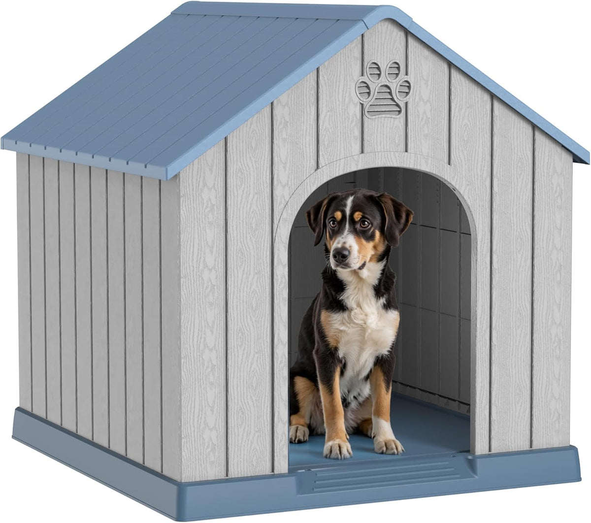 Vixzen 38in Large Outdoor Dog House,Durable Water Resistant Resin Dog House,Doghouse for Small to