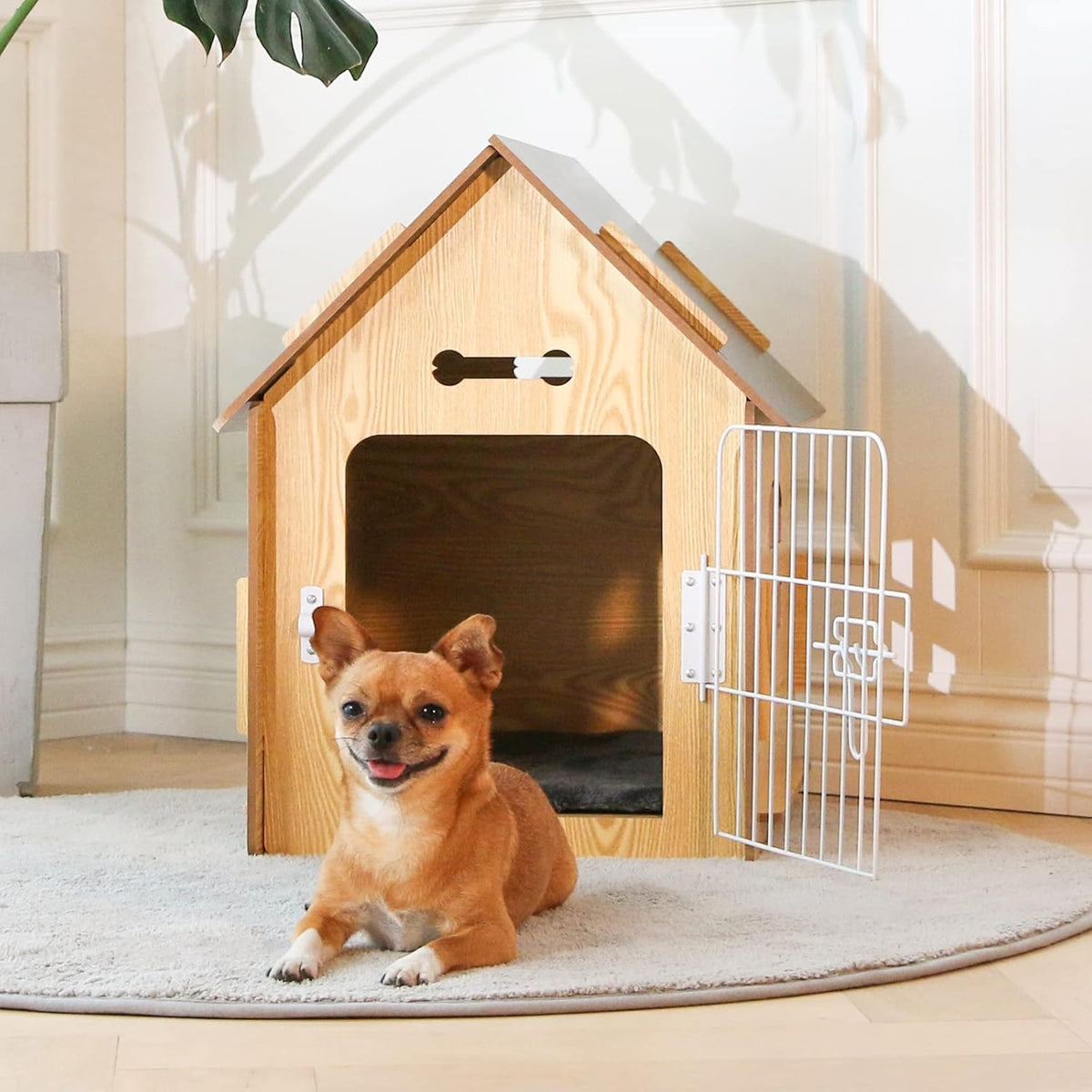 Dog House Indoor for Small Dogs or Cats, Cozy Wooden Design, Small Indoor Bed House, with Air Vents