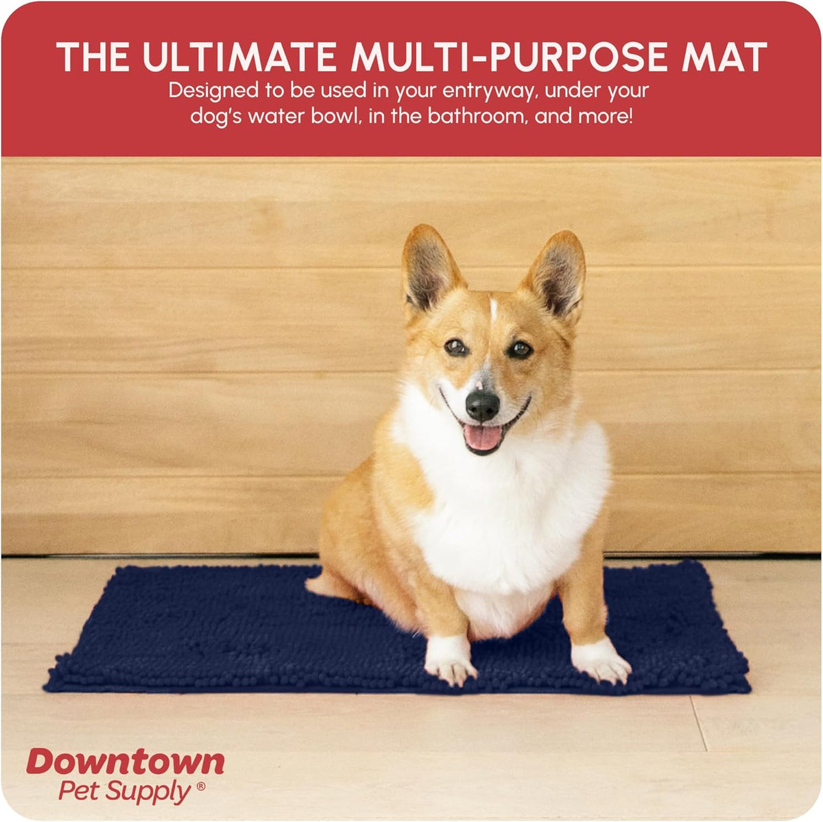 My Doggy Place Microfiber Dog Mat for Muddy Paws, 18" x 24" Navy Blue - Absorbent and Quick-Drying