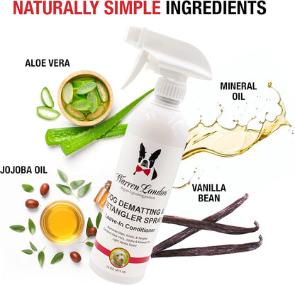 Warren London Dog Dematting & Detangling Spray | Groomer-Formulated Conditioner w/Aloe Vera &