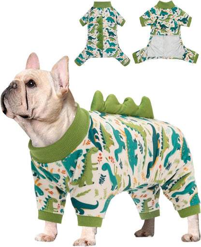 CuteBone Dinosaur Costume Dog Pajamas, Stretchy Spandex Crystal Velvet Sleepwear Coat for Small