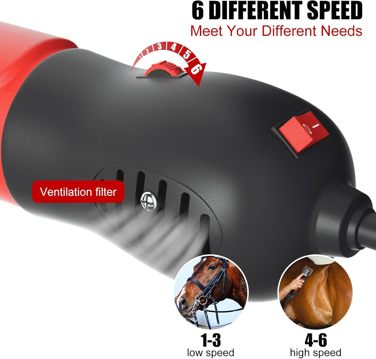 Horse Clippers,600W Professional Electric Horse Grooming Kit, Shaving Equine Clippers for Horses