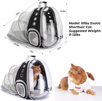 Lollimeow Cat Carrier Backpack, Bubble Expandable Backpack Carrier, Pets and Small