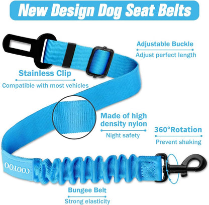 COOYOO Dog Seat Belt, Durability Retractable Dog Car Harness Adjustable Dog Seat Belt for Vehicle