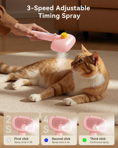 ROJECO 3-in-1 Pet Steam Brush for Cats&Dogs - Detangling Comb with Adjustable Mist, Handheld